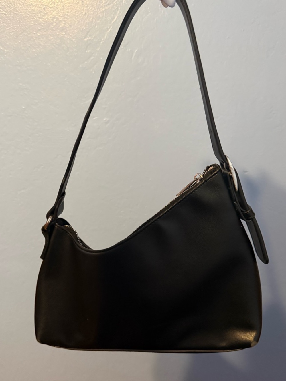 Street Level Black Shoulder Bag with Silver Toned Hardware